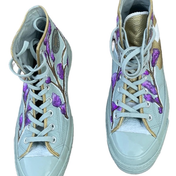 Converse Unisex High-Top Sneakers - Light Blue, Gold & Purple Sz 10 men - Picture 2 of 14